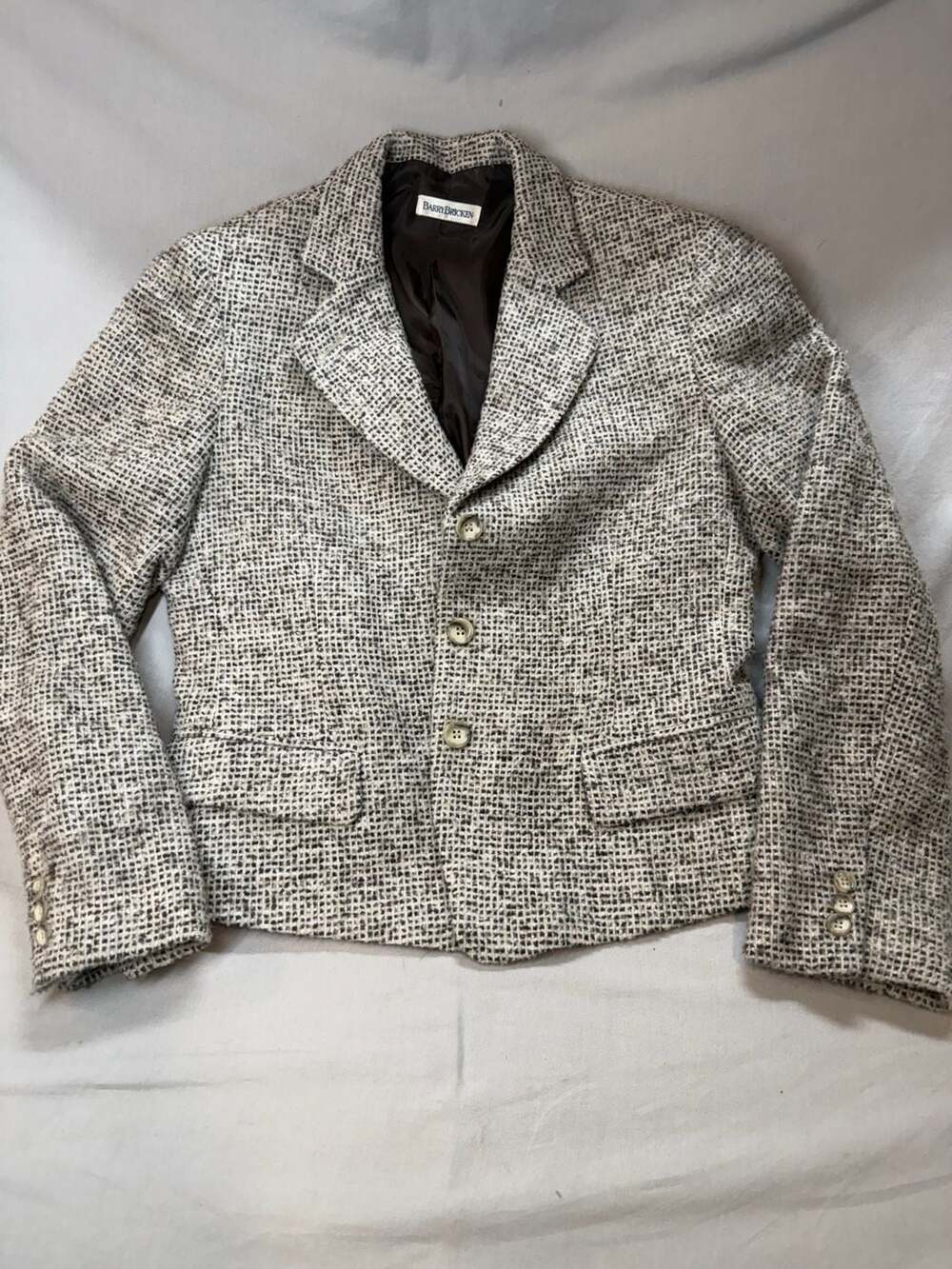 Barry Bricken Vintage Wool Blend Textured Tweed Blazer Jacket